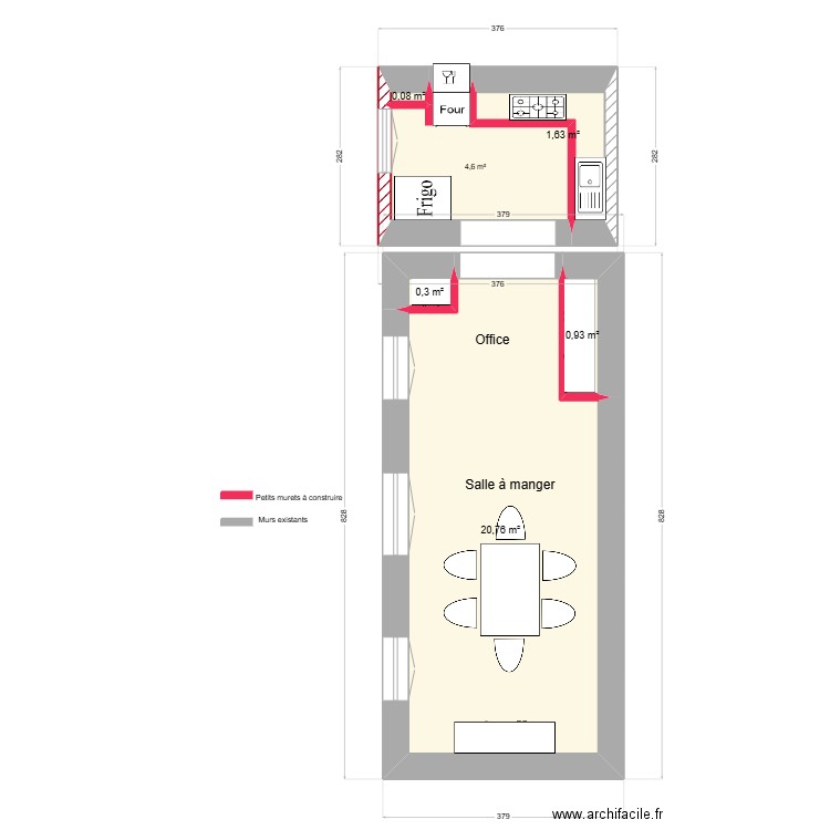 Aménagement nouvelle cuisine piscine - 24 jan 25. Plan de 6 pièces et 28 m2