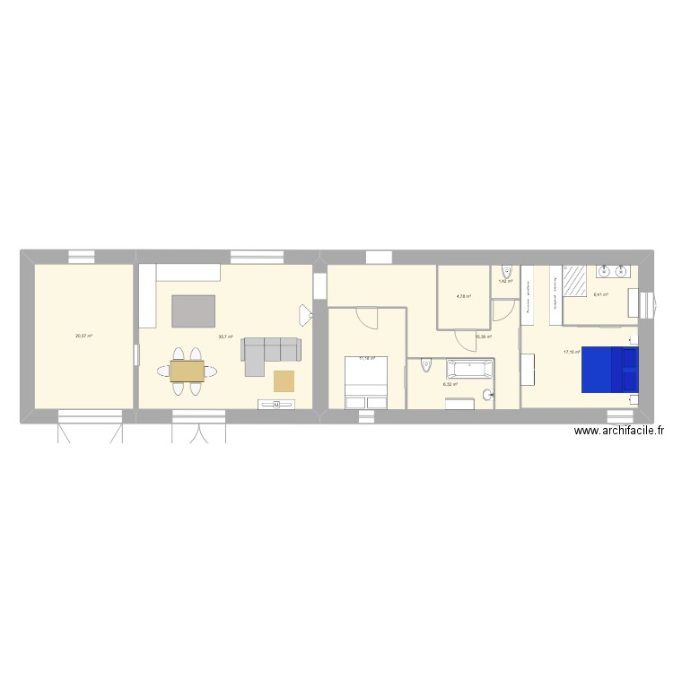 MAISON NDDL. Plan de 9 pièces et 167 m2