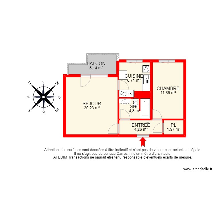 BI 22344 - . Plan de 9 pièces et 58 m2