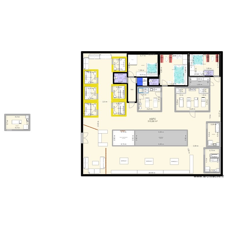 ASFC25. Plan de 26 pièces et 875 m2