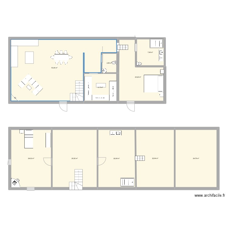 projet 1. Plan de 10 pièces et 214 m2