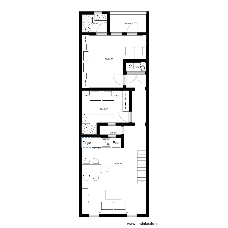 Minorque. Plan de 7 pièces et 73 m2