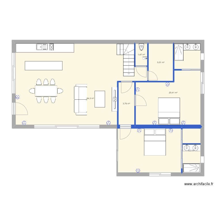 MAISON NAOUS. Plan de 6 pièces et 99 m2