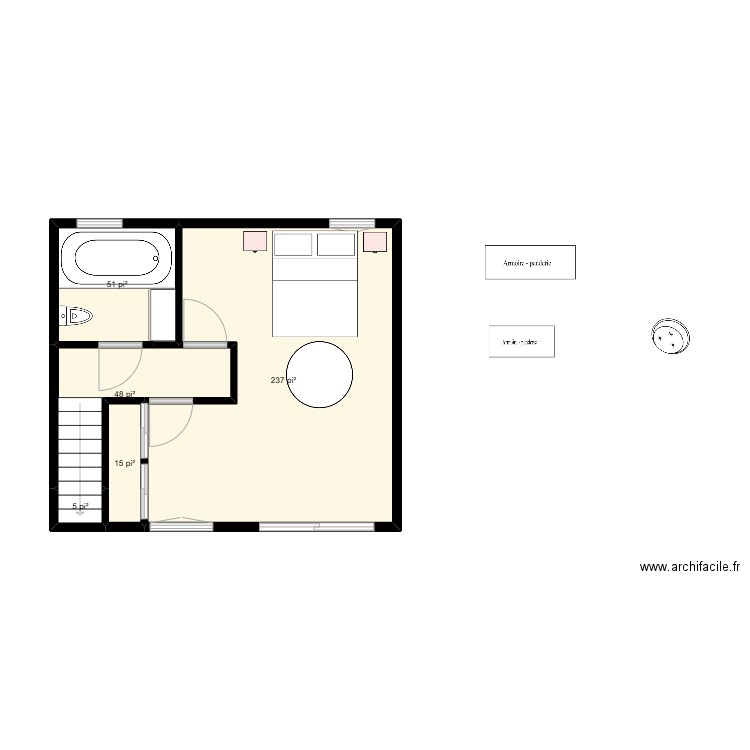 Plan etage. Plan de 5 pièces et 33 m2