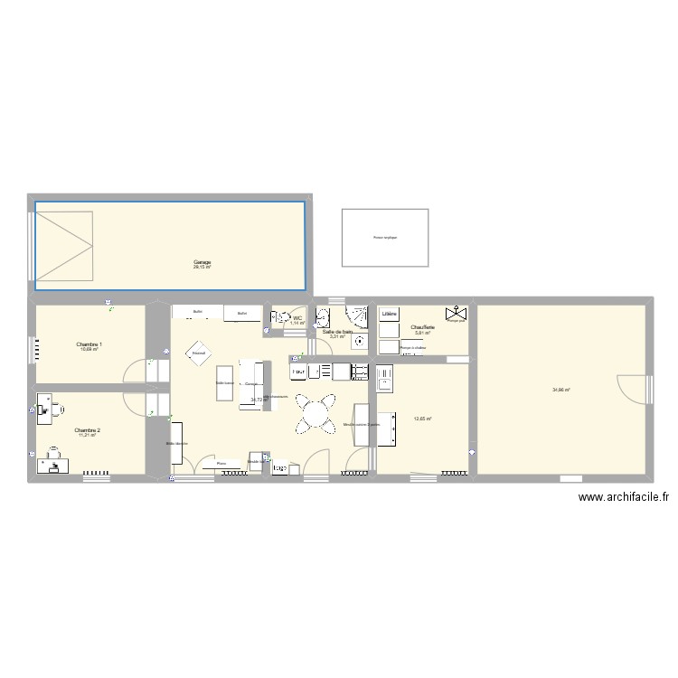 Maison projet. Plan de 9 pièces et 144 m2