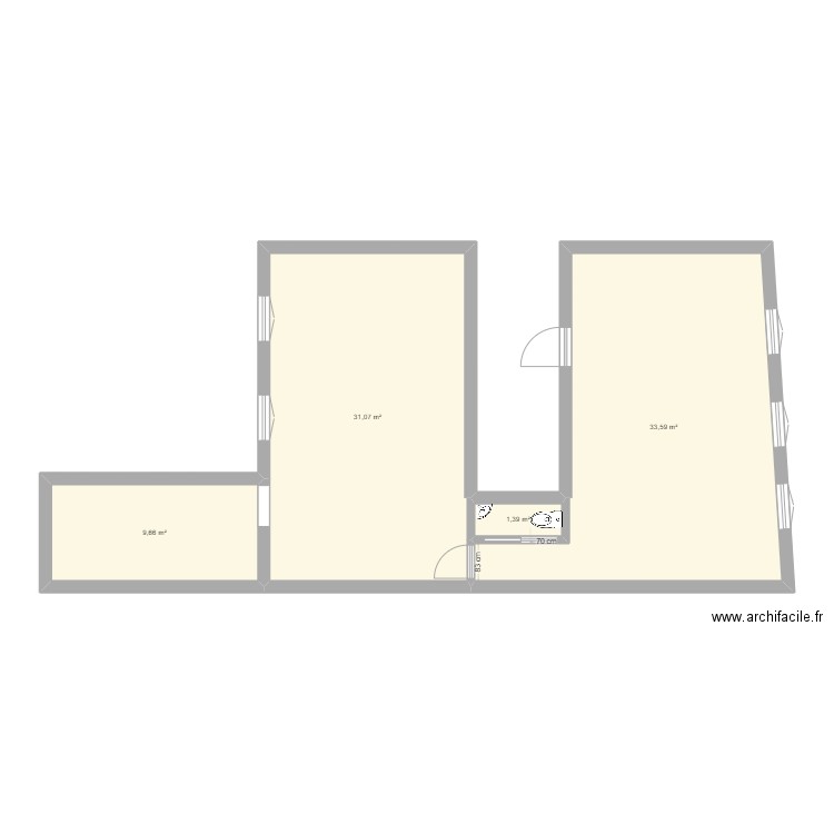 appart 3. Plan de 4 pièces et 76 m2