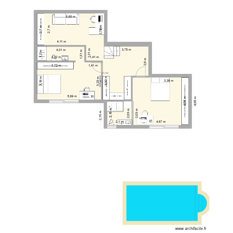 VILLA MOUGINS PROJET R+1 07.03. Plan de 1 pièce et 78 m2