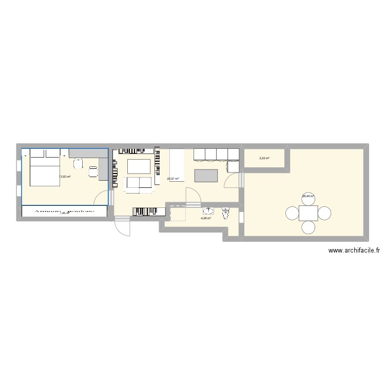 Marina maison. Plan de 6 pièces et 69 m2