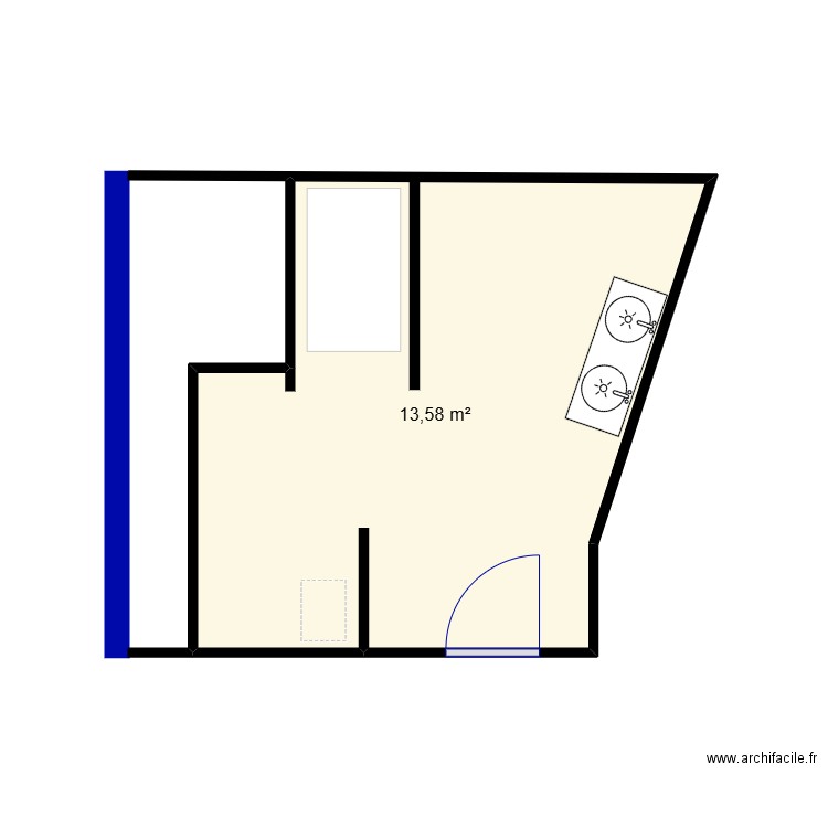 SDD COMBLES AMENAGES. Plan de 1 pièce et 14 m2