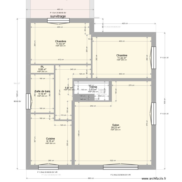 ML24016431 ARNAUD. Plan de 17 pièces et 155 m2