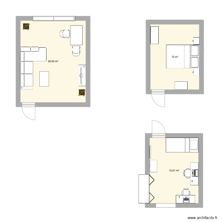 Toulon. Plan de 3 pièces et 44 m2