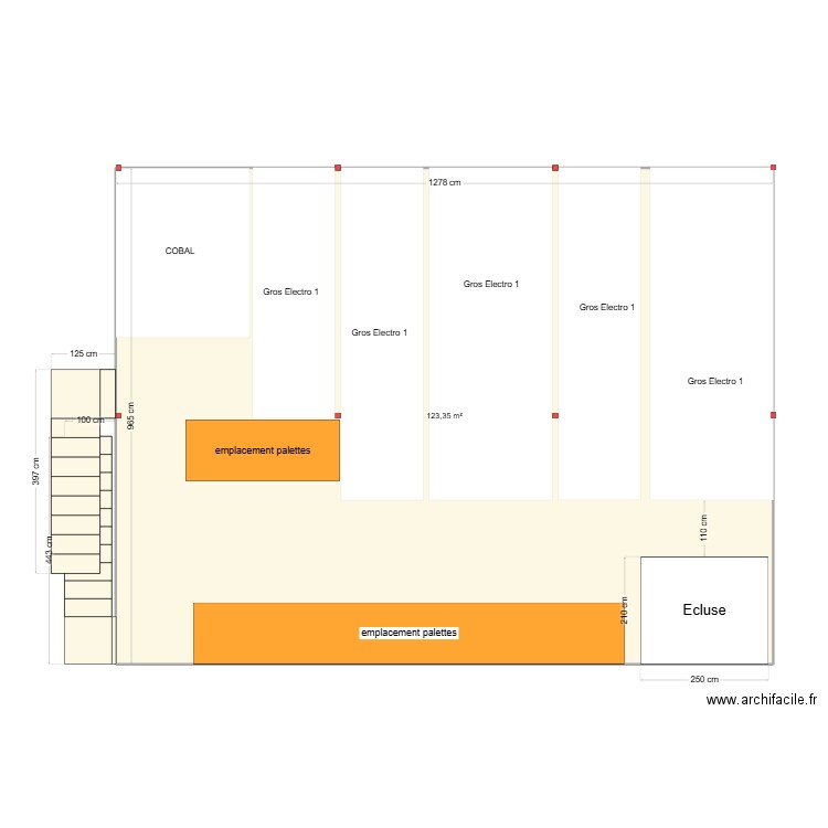 Mezzanine étage 1 vestalis . Plan de 1 pièce et 123 m2