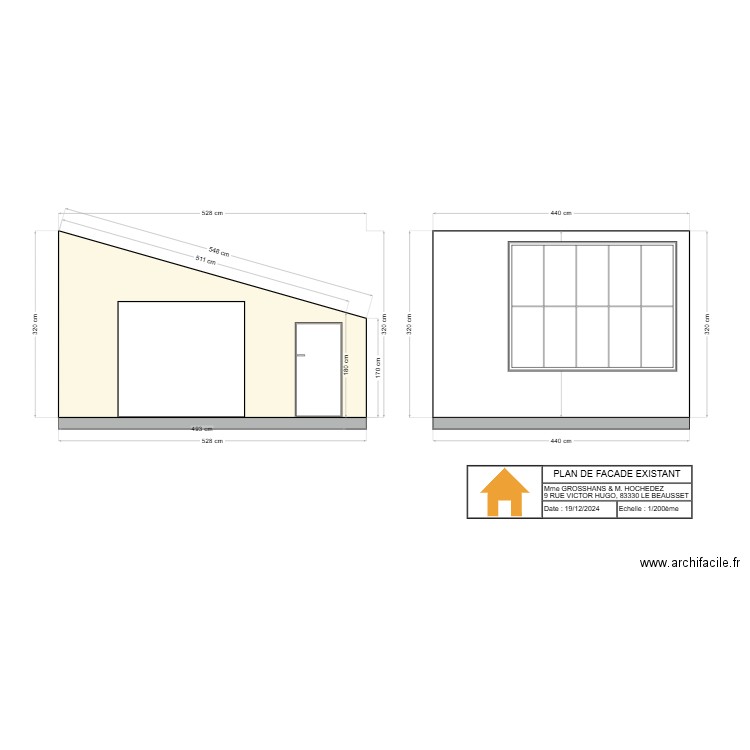 facades existantes. Plan de 0 pièce et 0 m2