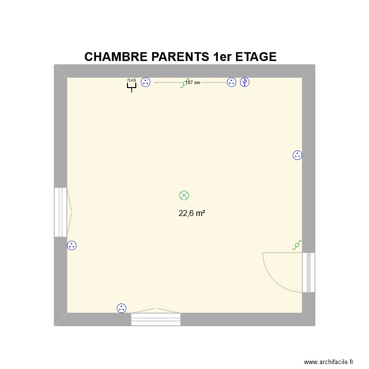 CHAMBRE PARENTS. Plan de 1 pièce et 23 m2