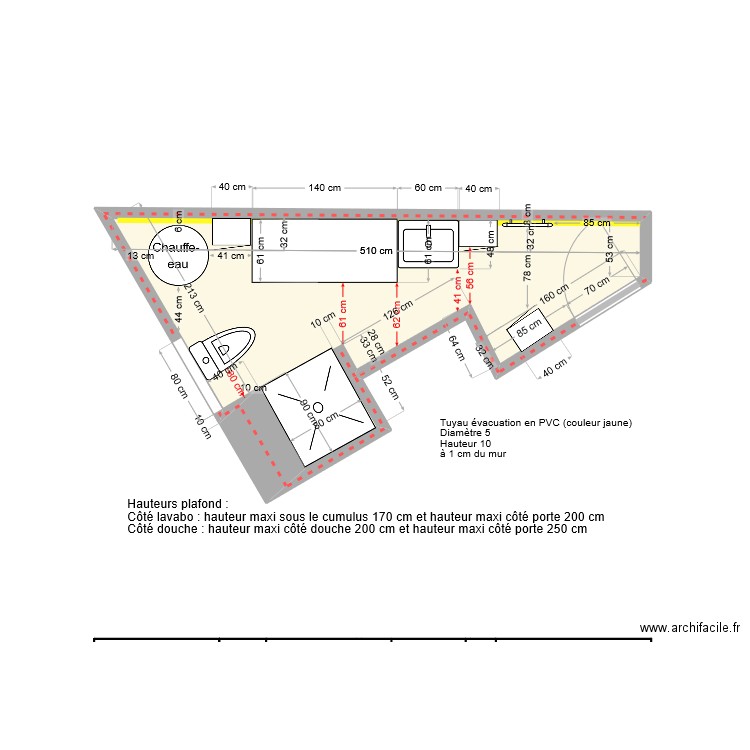 Salle de bain plan Leroy Merlin Sensea Natural. Plan de 1 pièce et 6 m2