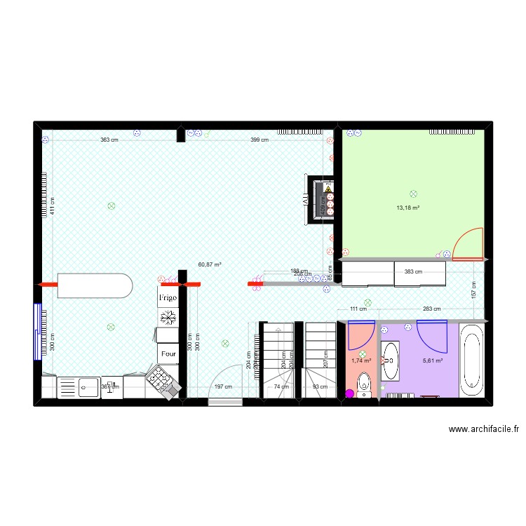 ARIVELO - plan existant. Plan de 4 pièces et 81 m2