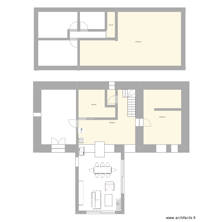 Plan rénovation Ganquis. Plan de 5 pièces et 104 m2