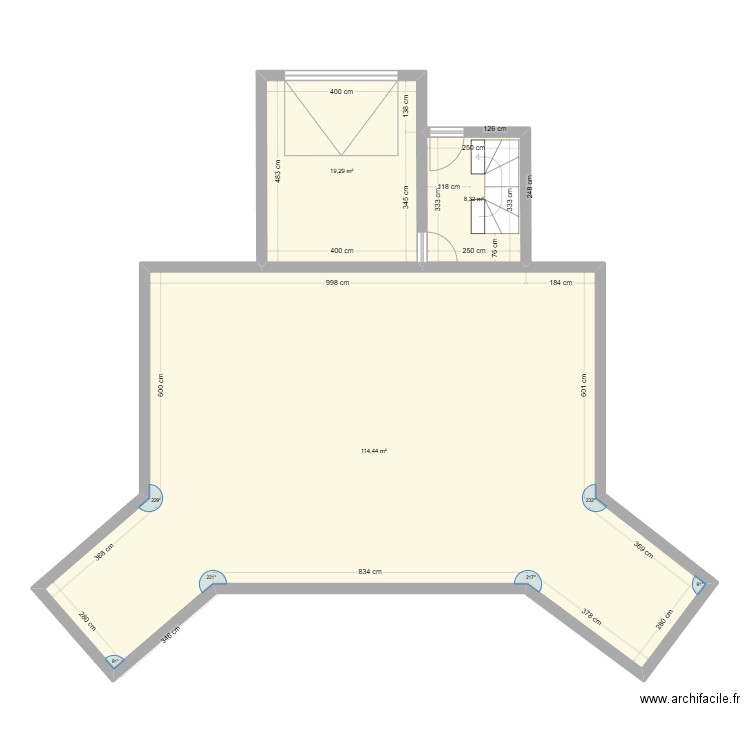 pelleautier. Plan de 3 pièces et 142 m2