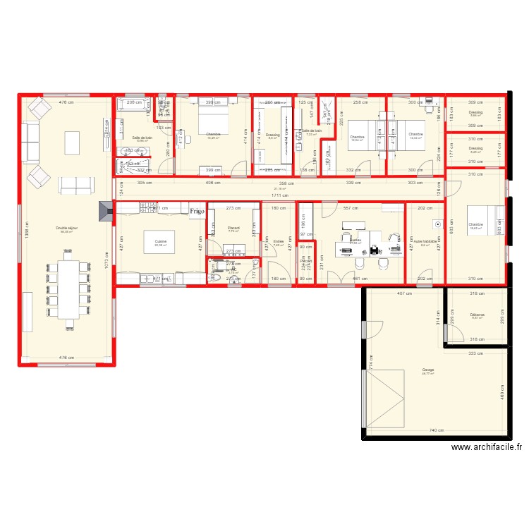 MONDRECOURT 2. Plan de 21 pièces et 313 m2