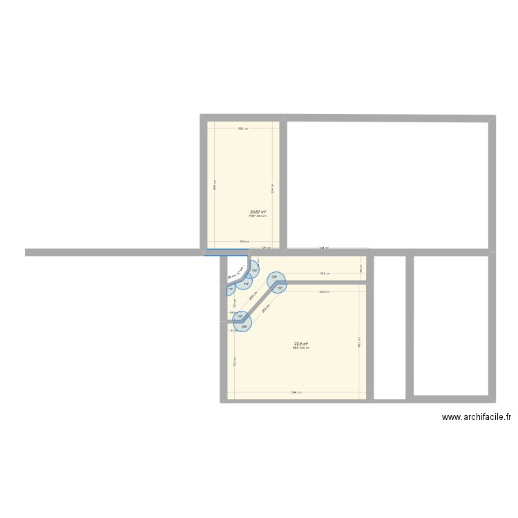 PLAN ANET SURFACES 2. Plan de 2 pièces et 43 m2