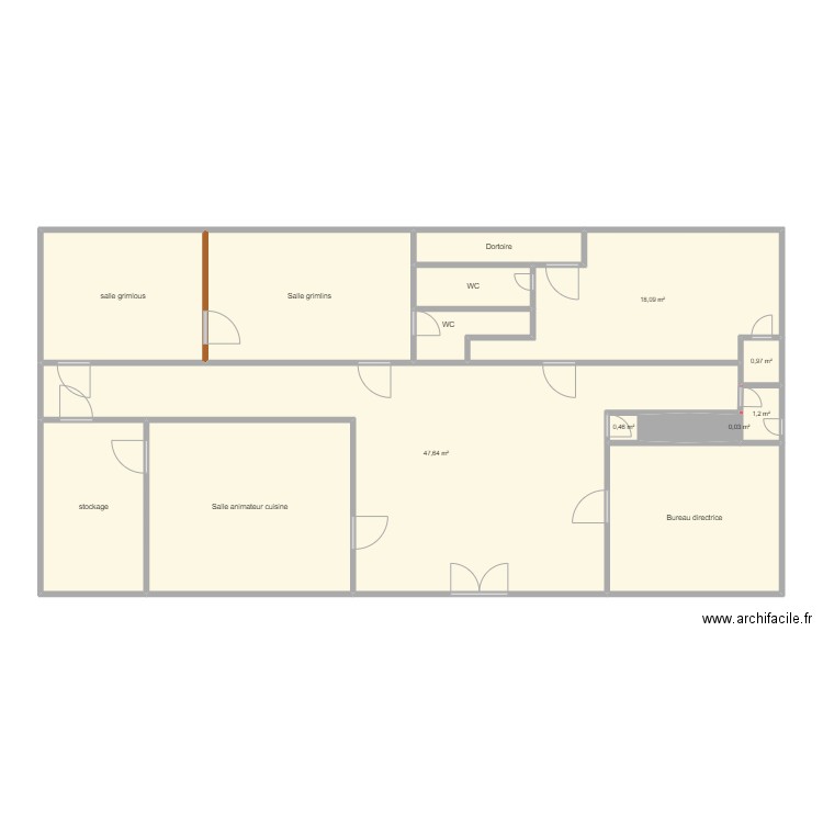 Centre de loisirs. Plan de 14 pièces et 151 m2