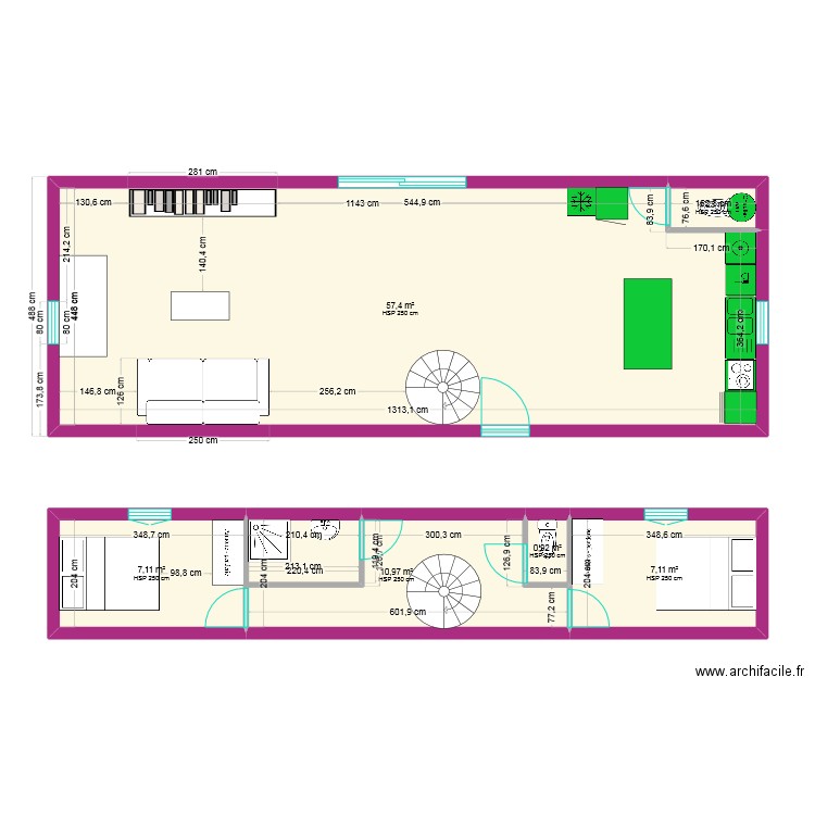 Container 1. Plan de 6 pièces et 85 m2