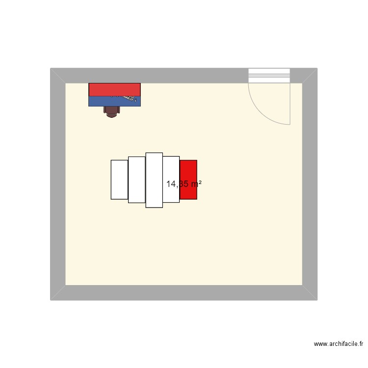 Chambre. Plan de 1 pièce et 14 m2