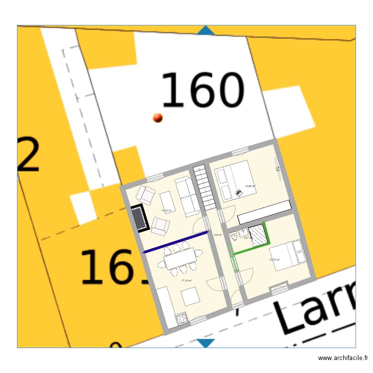 larmée. Plan de 6 pièces et 68 m2