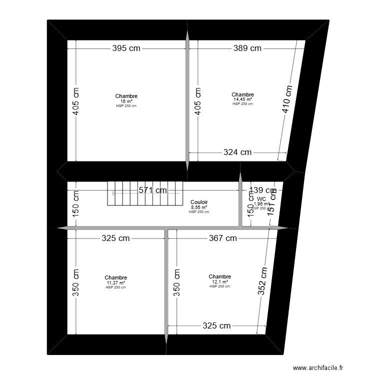 gonz. Plan de 6 pièces et 64 m2