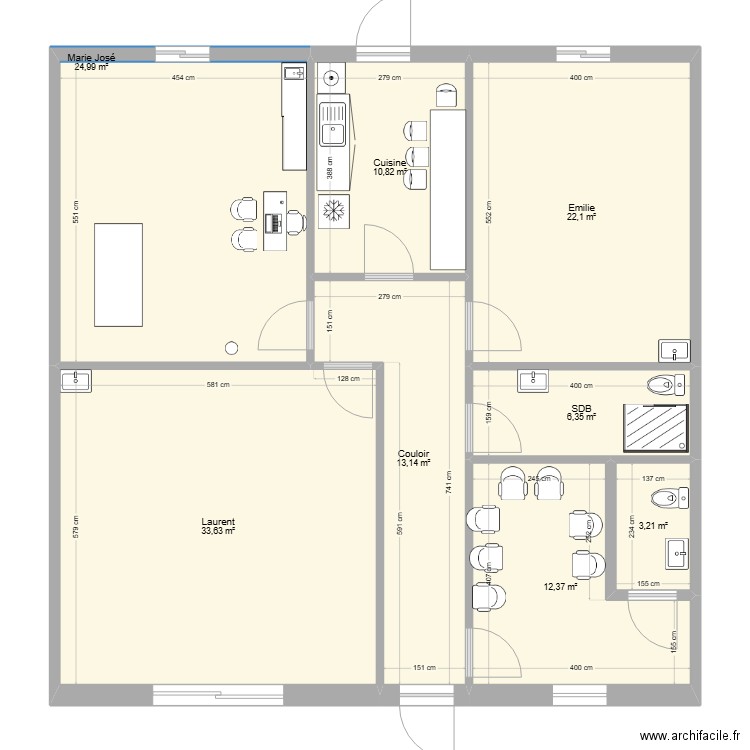 plan 144m2. Plan de 8 pièces et 127 m2