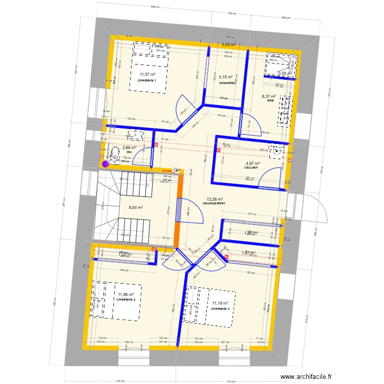 THUONG R+1 révision 5. Plan de 14 pièces et 78 m2