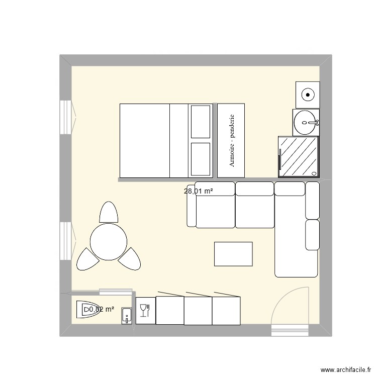 55 Cherche midi v3. Plan de 2 pièces et 29 m2