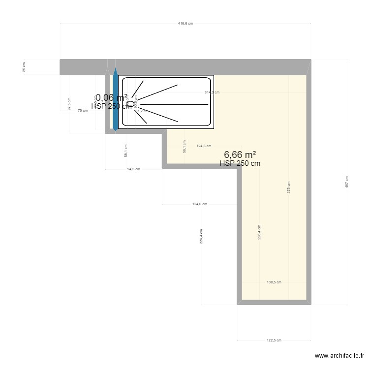 moreau claudine. Plan de 2 pièces et 7 m2