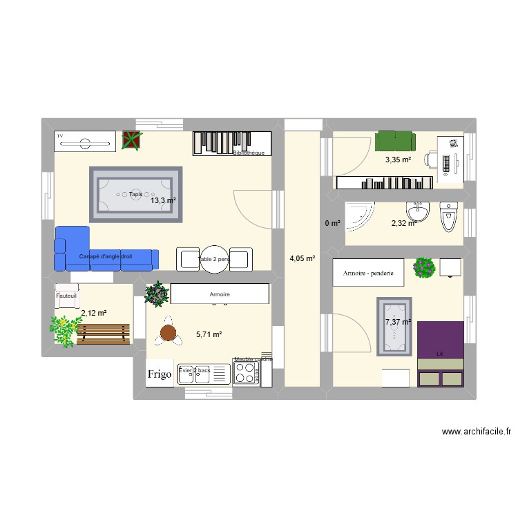 fr house. Plan de 8 pièces et 38 m2