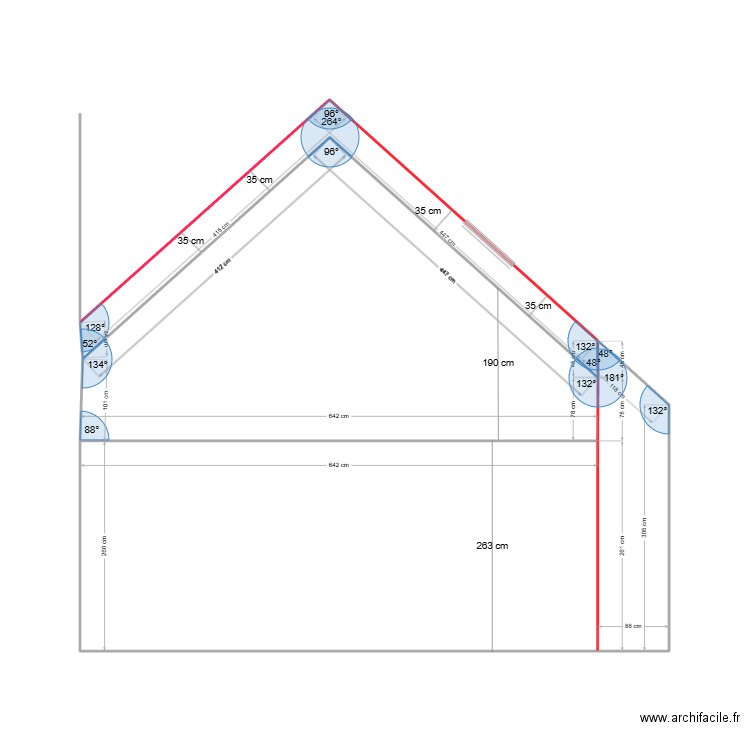 plan de coupe. Plan de 4 pièces et 38 m2