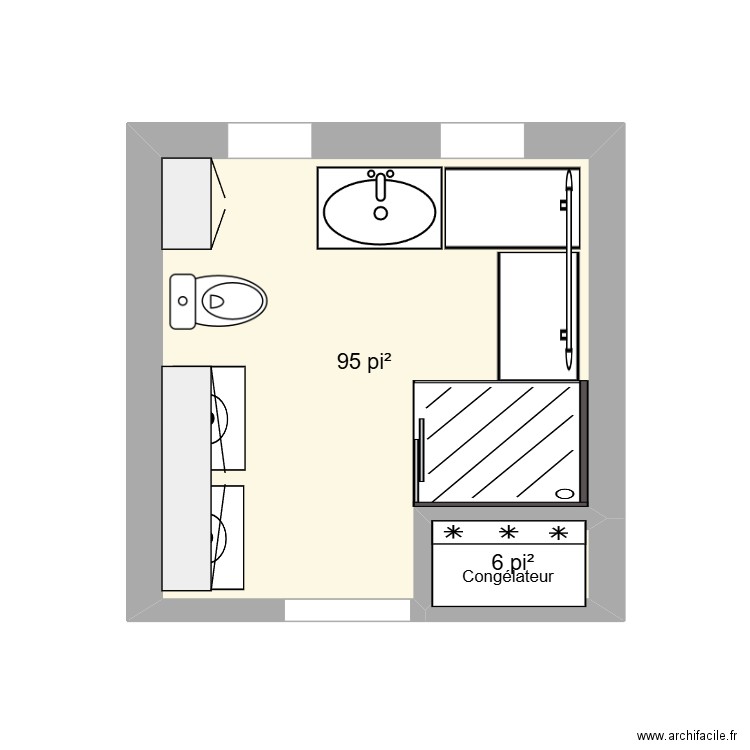 salle de bain lavage sous sol 2. Plan de 2 pièces et 9 m2