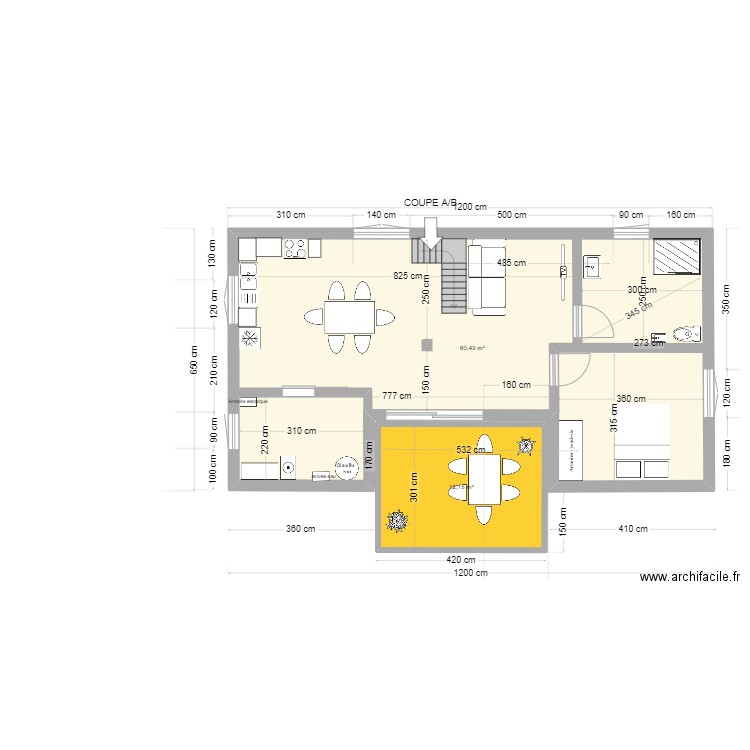 maison MEUSSIA.V2. Plan de 3 pièces et 75 m2