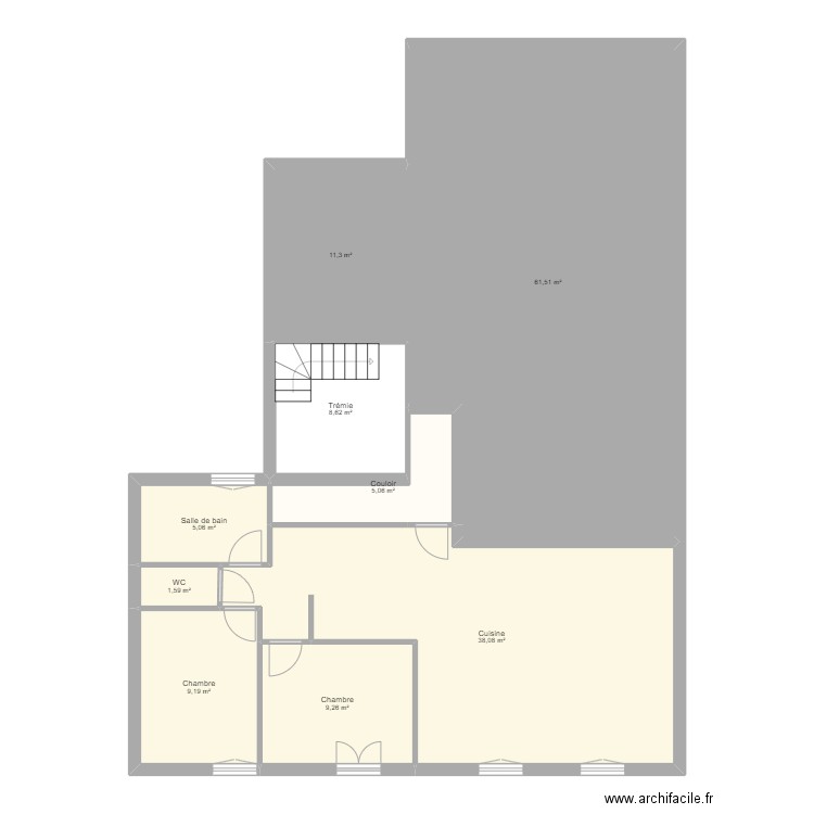 PROJET CHATEAUNEUF APRES TRAVAUX 1ER ETAGE. Plan de 9 pièces et 150 m2