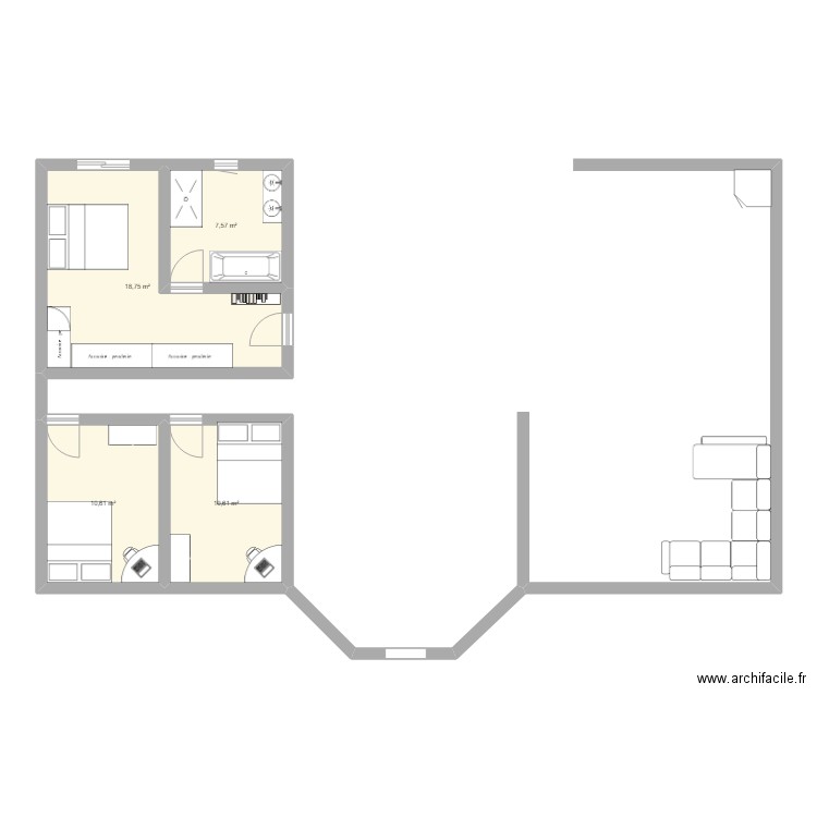 Maison . Plan de 4 pièces et 48 m2