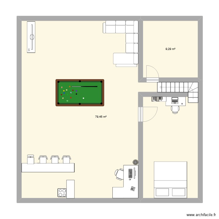 maison. Plan de 2 pièces et 89 m2