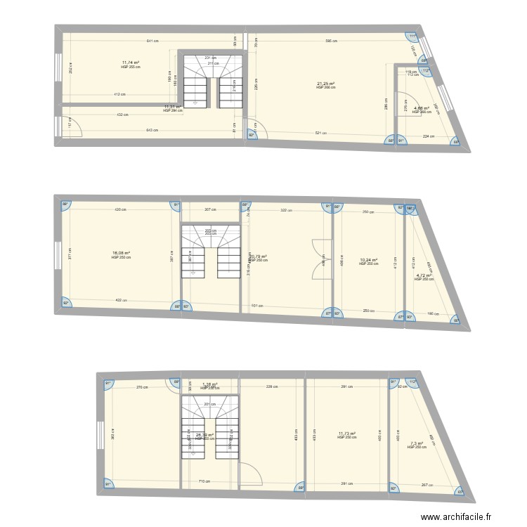 RDC. Plan de 12 pièces et 147 m2