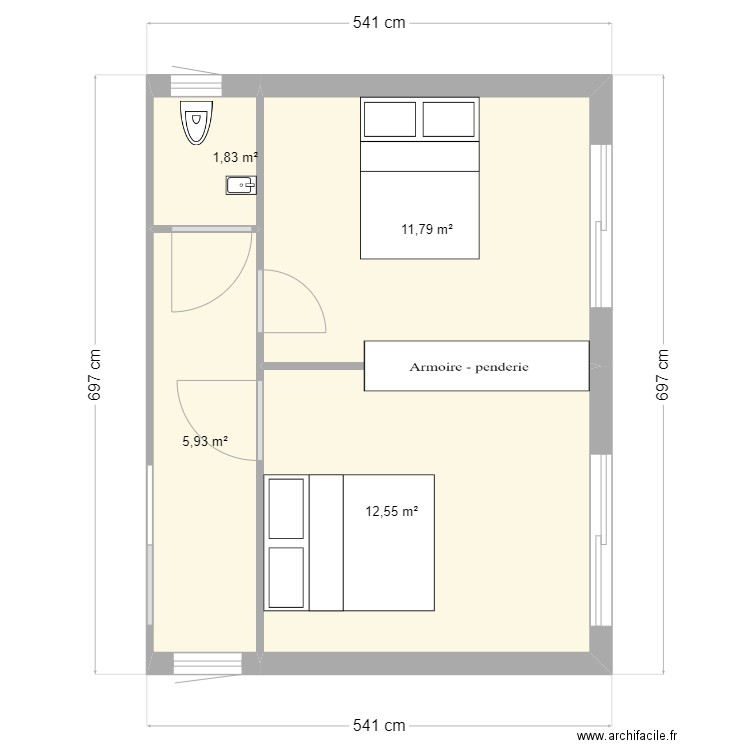 extension2. Plan de 4 pièces et 32 m2