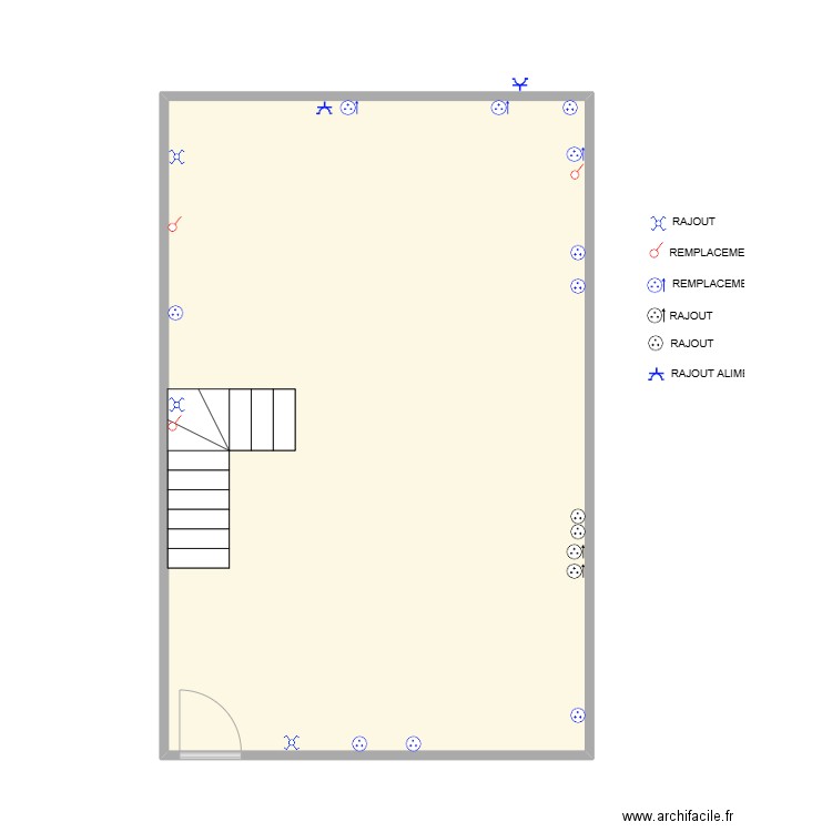 REZ DE CHAUSSEE . Plan de 1 pièce et 46 m2