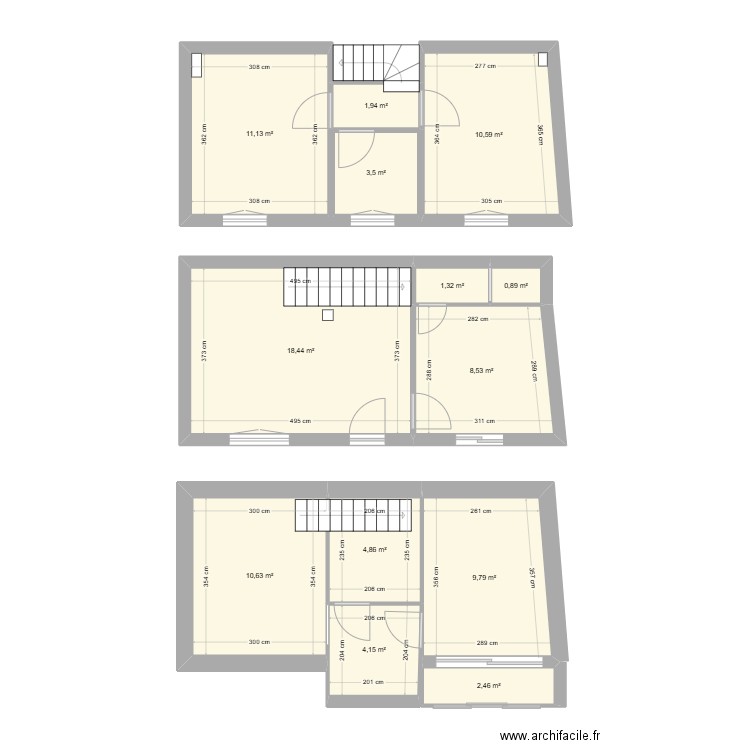 Maison Châtillon. Plan de 13 pièces et 88 m2