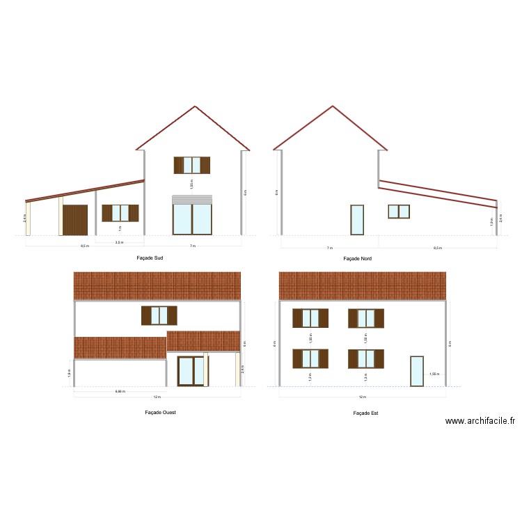 Plan des façades extension avant travaux RENARD. Plan de 0 pièce et 0 m2