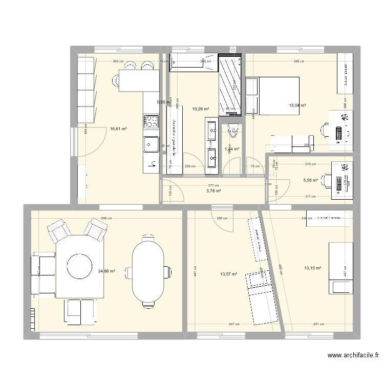 Plan appart actuel. Plan de 10 pièces et 105 m2