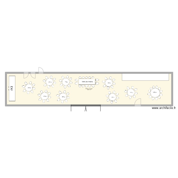 Salle de réception LILA. Plan de 1 pièce et 148 m2