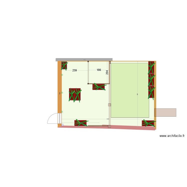 Jardin sur terrasse 01. Plan de 1 pièce et 50 m2