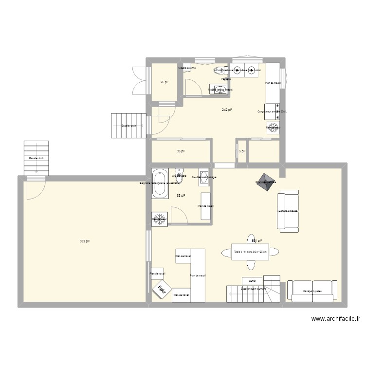 extension chalet. Plan de 7 pièces et 124 m2