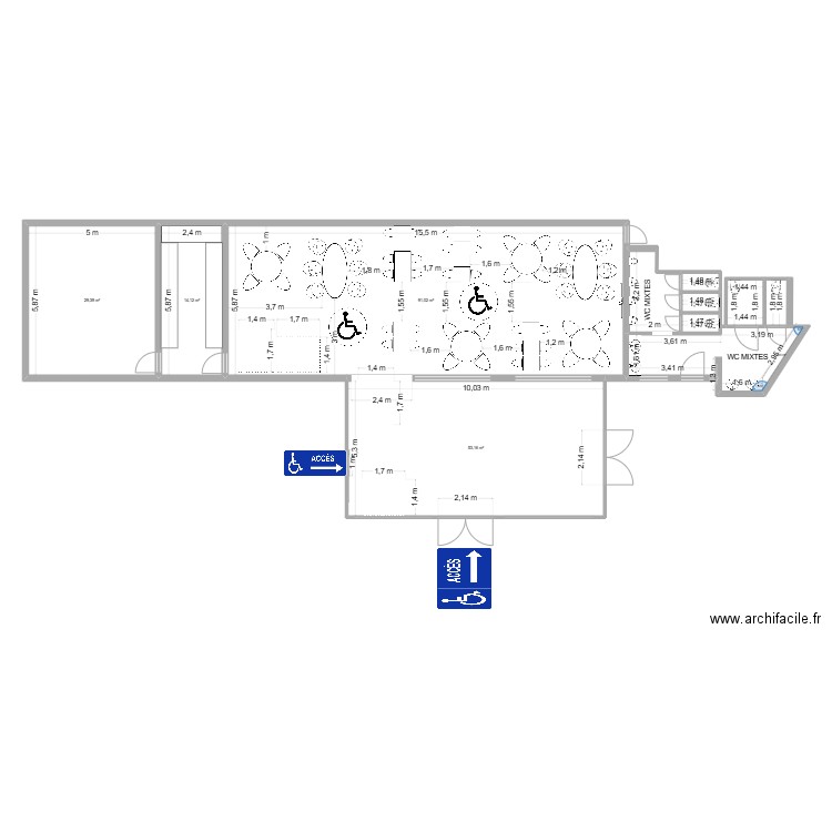 Restaurant repos. Plan de 11 pièces et 212 m2